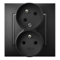 Ospel - Prise double murale avec cadre 230 V ARIA, noire