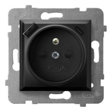 Ospel - Prise électrique sans cadre 230V + 1xUSB-A + 1xUSB-C ARIA noire