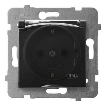 Ospel - Prise extérieure domestique sans cadre Schuko 230 V ARIA IP44 noire