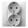 Ospel - Prise murale double Schuko 230 V ARIA blanche avec enjoliveur