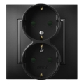 Ospel - Prise murale double Schuko 230 V avec cadre ARIA noire