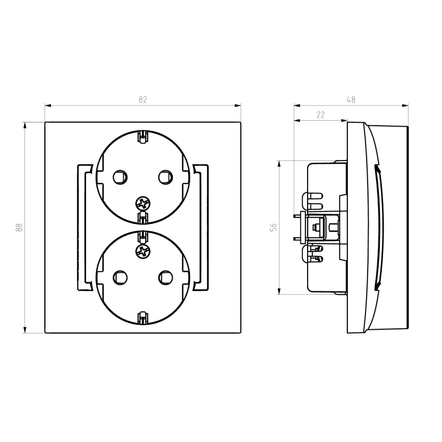 Ospel - Prise murale double Schuko 230 V avec cadre ARIA noire