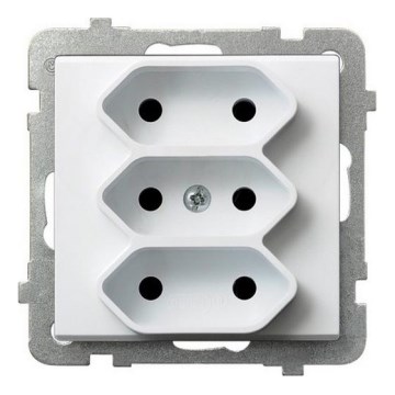 Ospel - Prise murale triple sans cadre EURO 230 V SONATA blanche