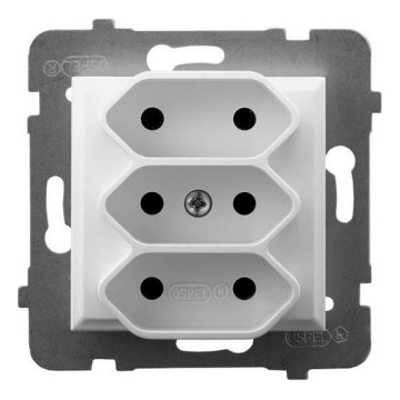 Ospel - Prise triple murale sans cadre EURO 230V ARIA blanche