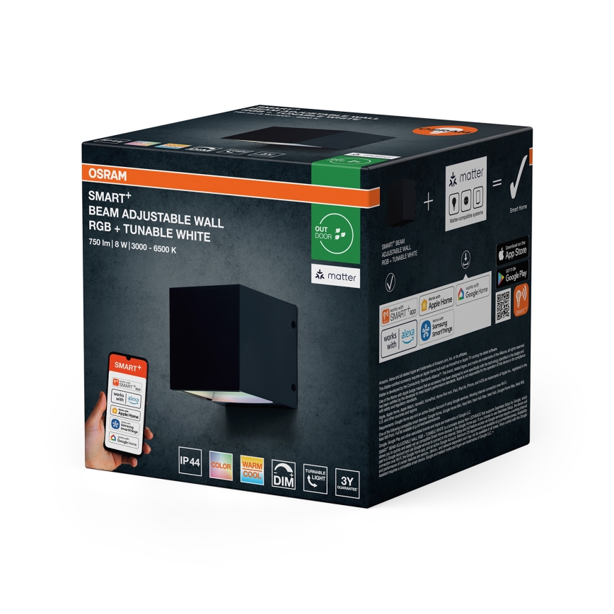 Osram - Applique murale d'extérieur dimmable RGBW LED SMART+ BEAM LED/8W/230V 3000-6500K IP44 Wi-Fi