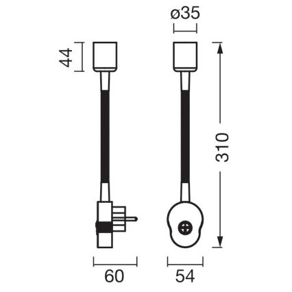 Osram - Applique murale flexible PLUG TUBE FLEX 1xGU10/5W/230V noire