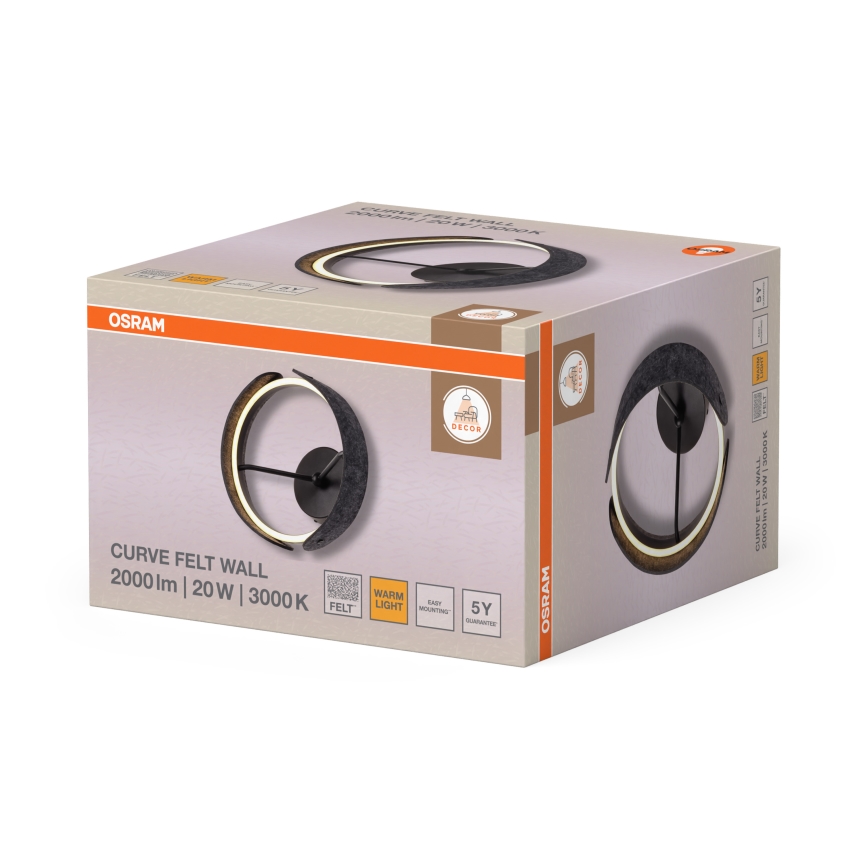 Osram - Applique murale LED DECOR CURVE, 20 W, 230 V, grise