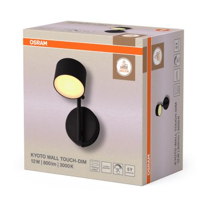 Osram - Applique murale LED dimmable à commande tactile DECOR KYOTO LED/12W/230V CRI 90 noire
