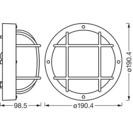 Osram - Buitenwandlamp BULKHEAD 1xE27/10W/230V Ø 19 cm IP54 wit