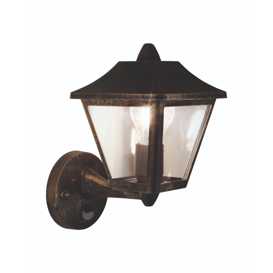 Osram - Buitenwandlamp met sensor TRADITION UP 1xE27/60W/230V IP44 patina/goud