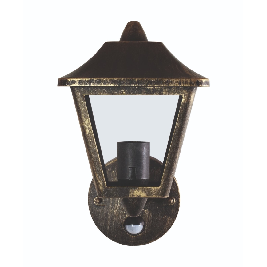 Osram - Buitenwandlamp met sensor TRADITION UP 1xE27/60W/230V IP44 patina/goud