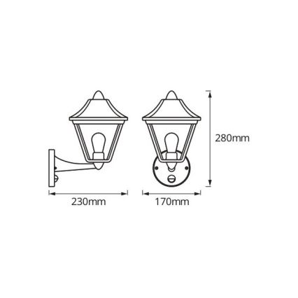 Osram - Buitenwandlamp met sensor TRADITION UP 1xE27/60W/230V IP44 patina/goud
