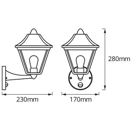 Osram - Buitenwandlamp met sensor TRADITION UP 1xE27/60W/230V IP44 patina/goud