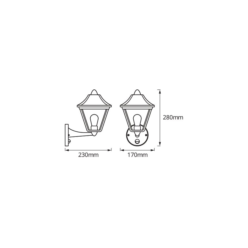 Osram - Buitenwandlamp met sensor TRADITION UP 1xE27/60W/230V IP44 patina/goud