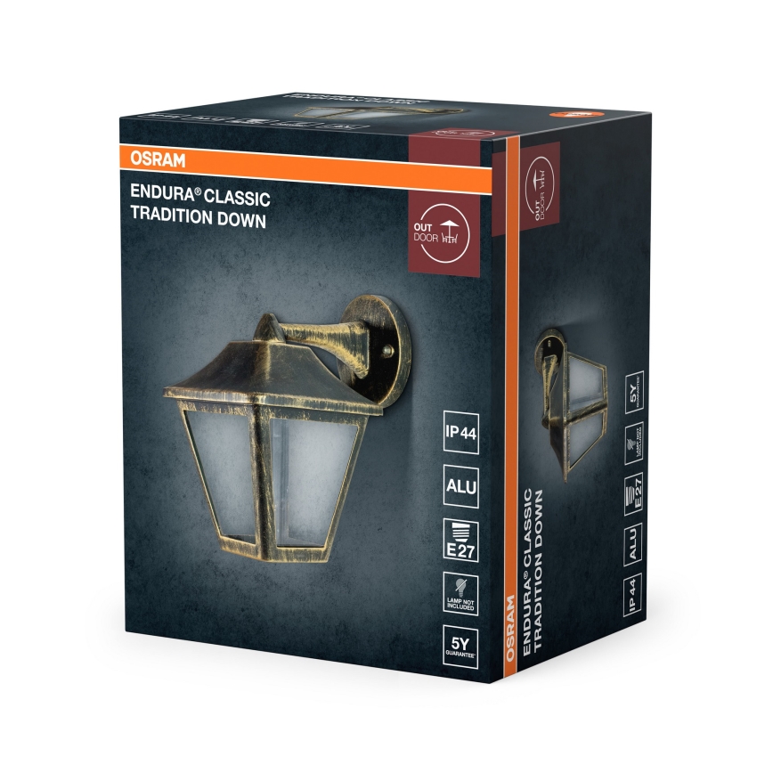Osram - Buitenwandlamp TRADITION DOWN 1xE27/60W/230V IP44 patina/goud
