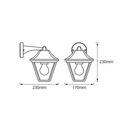 Osram - Buitenwandlamp TRADITION DOWN 1xE27/60W/230V IP44 patina/goud