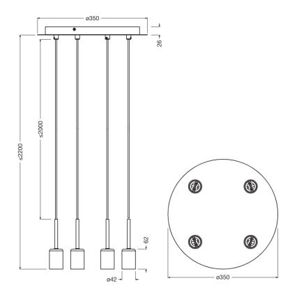 Osram - Câble d'alimentation NEEDLE PENDANT 4xE27/25W/230V beige