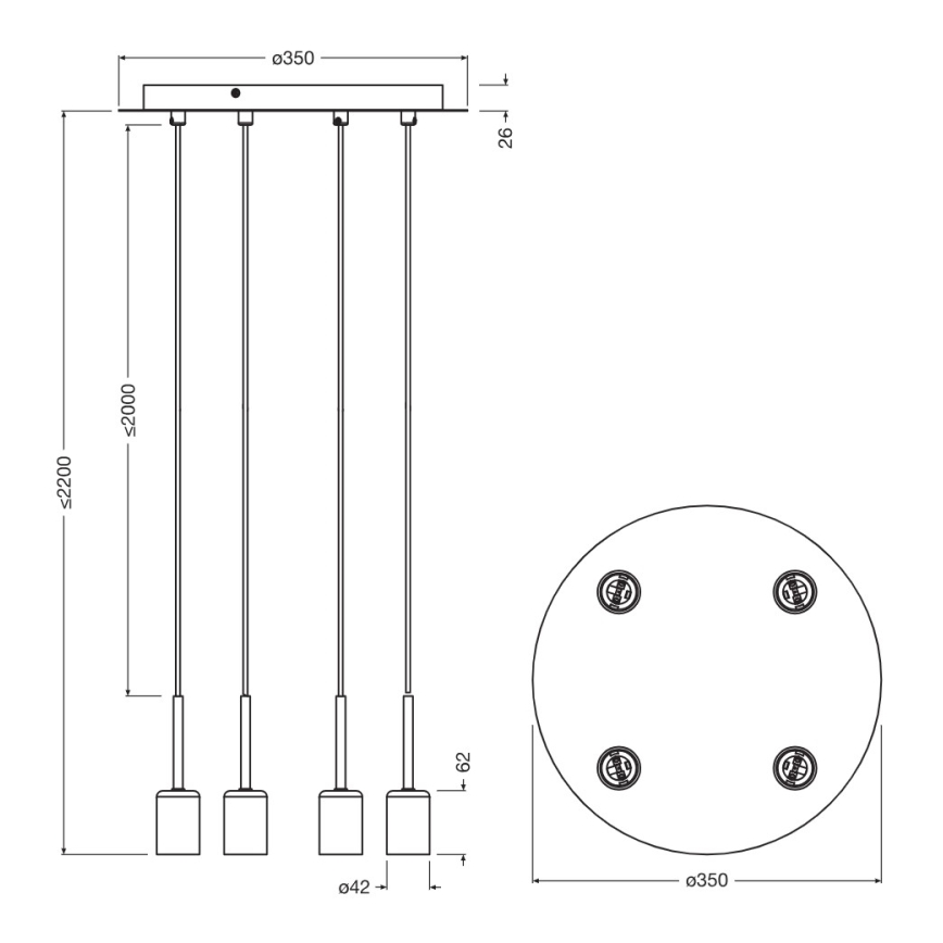 Osram - Câble d'alimentation NEEDLE PENDANT 4xE27/25W/230V beige
