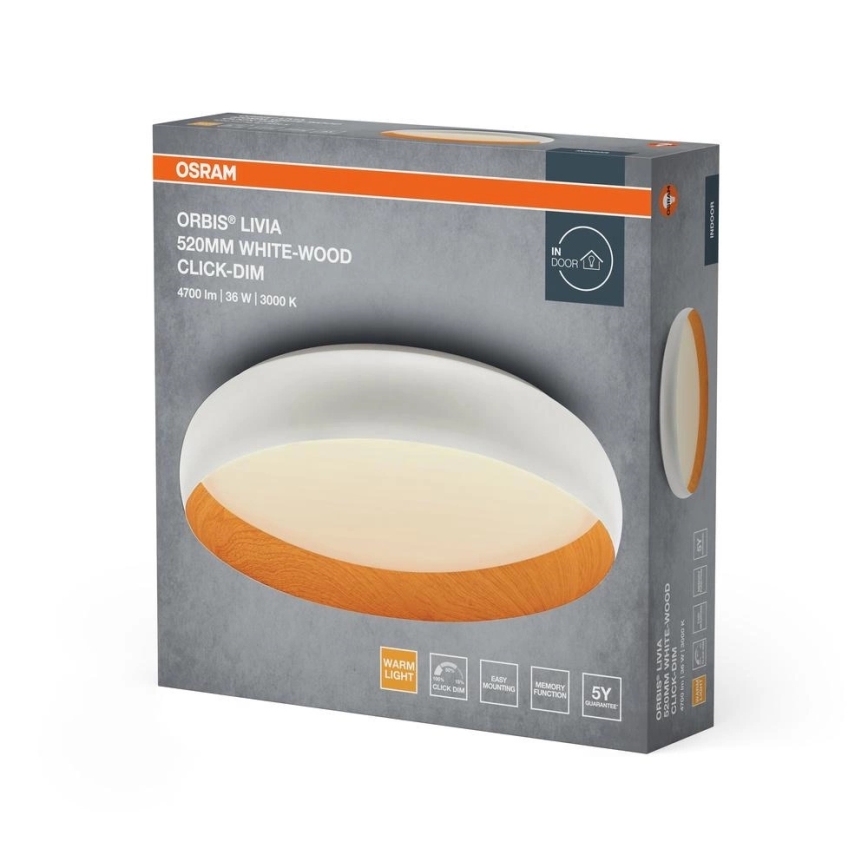 Osram - Dimbare LED-plafondlamp ORBIS LIVIA LED/36W/230V Ø 52 cm wit/bruin
