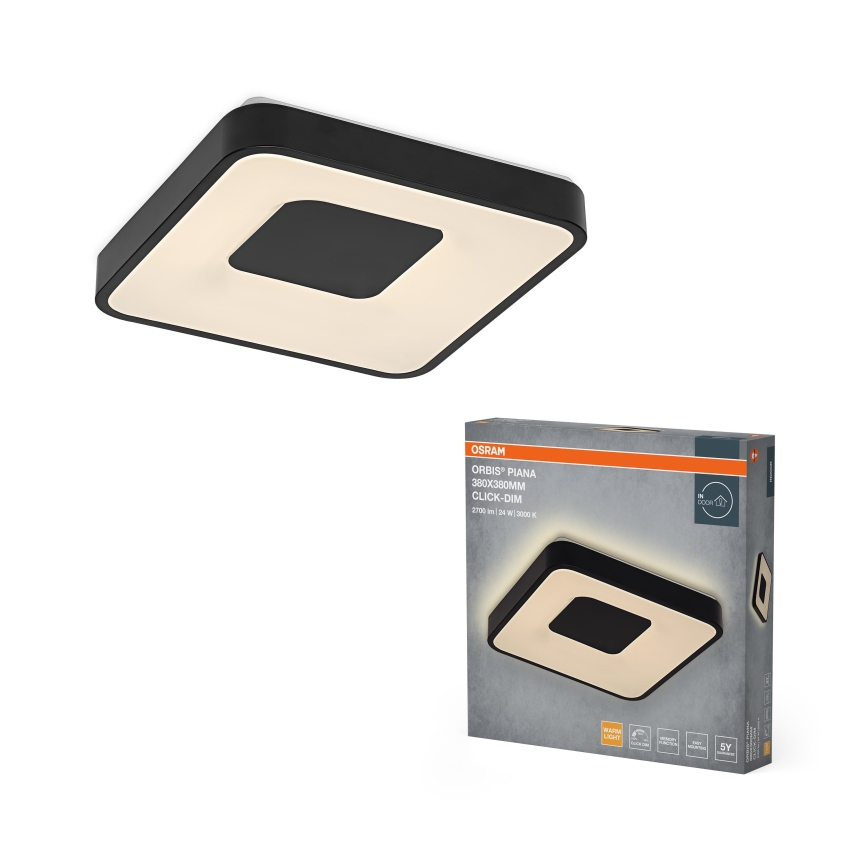 Osram - Dimbare LED-plafondlamp ORBIS PIANA LED/24W/230V 38x38 cm zwart