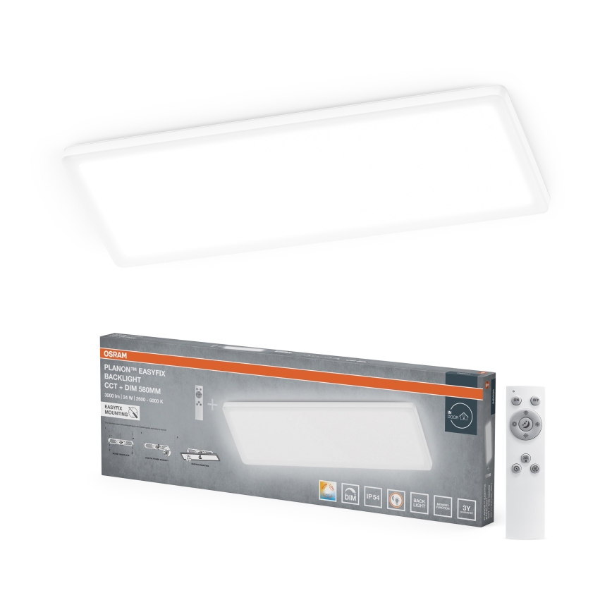 Osram - Dimbare plafondlamp voor de badkamer PLANON EASYFIX LED/24W/230V 2600-6000K 20x58 cm IP54 wit + afstandsbediening