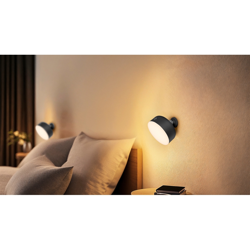 Osram - dimbare oplaadbare LED-bureaulamp 3-in-1 DECOR HELPER LED/1,8W/5V zwart