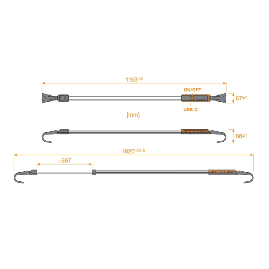 Osram - LED dimbare oplaadbare inspectielamp LEDINSPECT UNDERBONNET LED/16W/3,7V IP65