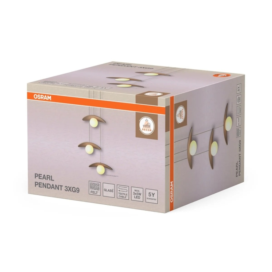 Osram - Hanglamp aan kabel DECOR PEARL 3xG9/5W/230V beige