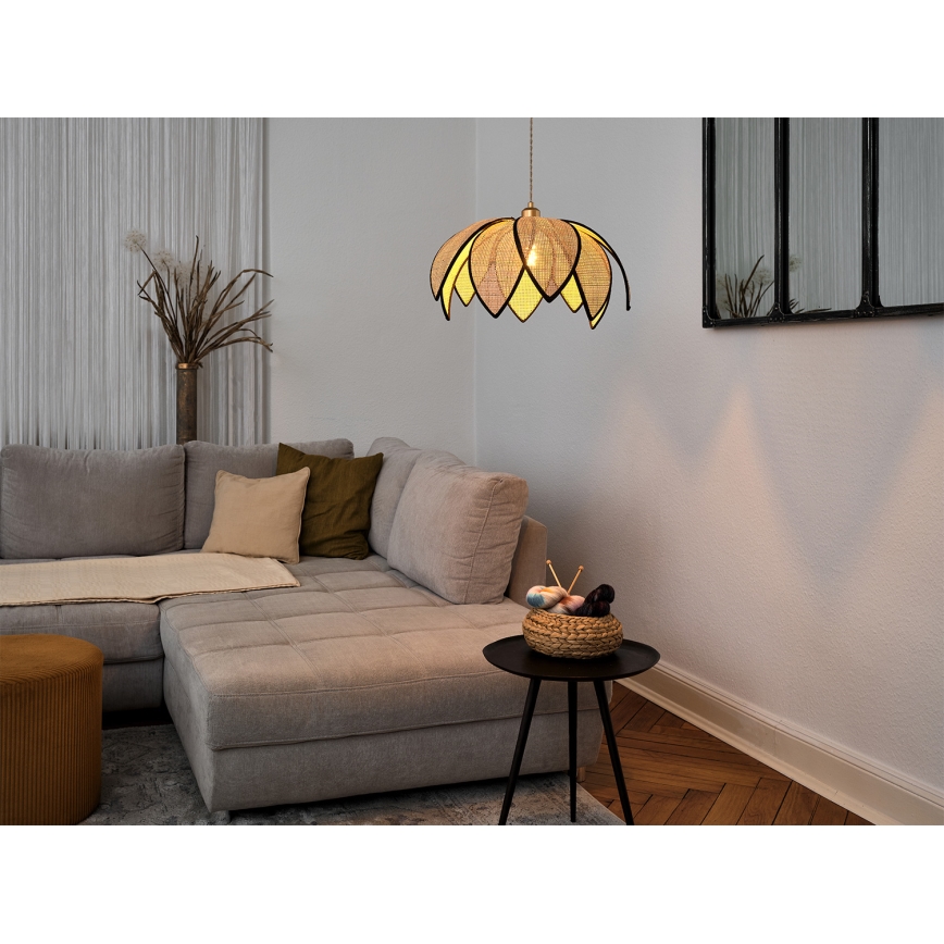 Osram - Hanglamp met snoer DECOR ROTAN 1xE27/15W/230V Ø 48 cm beige/zwart