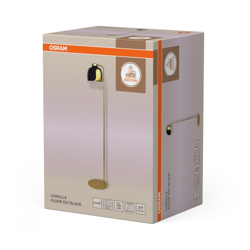 Osram - Lampadaire DECOR COROLLE 1xE27/15W/230V noir/doré