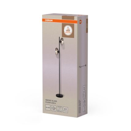 Osram - Lampadaire DECOR SMOKE 2xE14/12W/230V noir/gris fumé