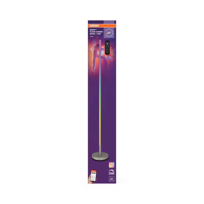 Osram - Lampadaire dimmable LED RGBW SMART+ MAGIC LED/11,5W/230V 2700-6500K argenté Wi-Fi + télécommande