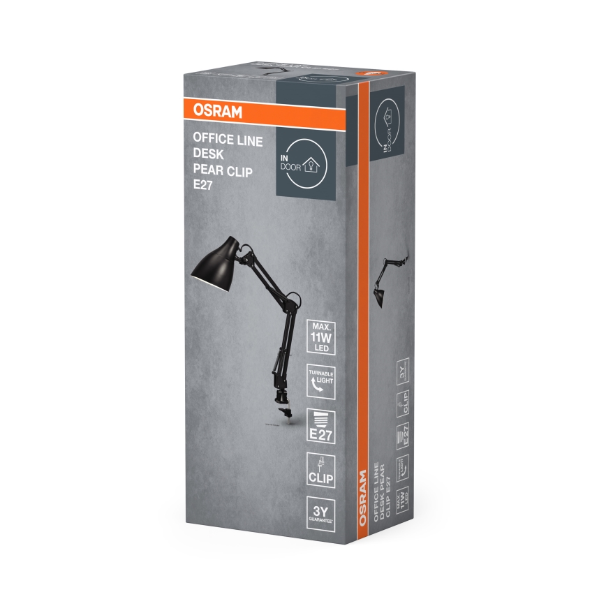 Osram - Lampe de bureau à pince DESK LINE 1xE27/11W/230V noire