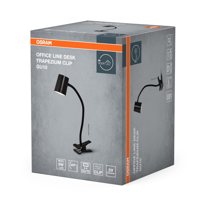 Osram - Lampe de bureau à pince DESK LINE 1xGU10/9W/230V noire