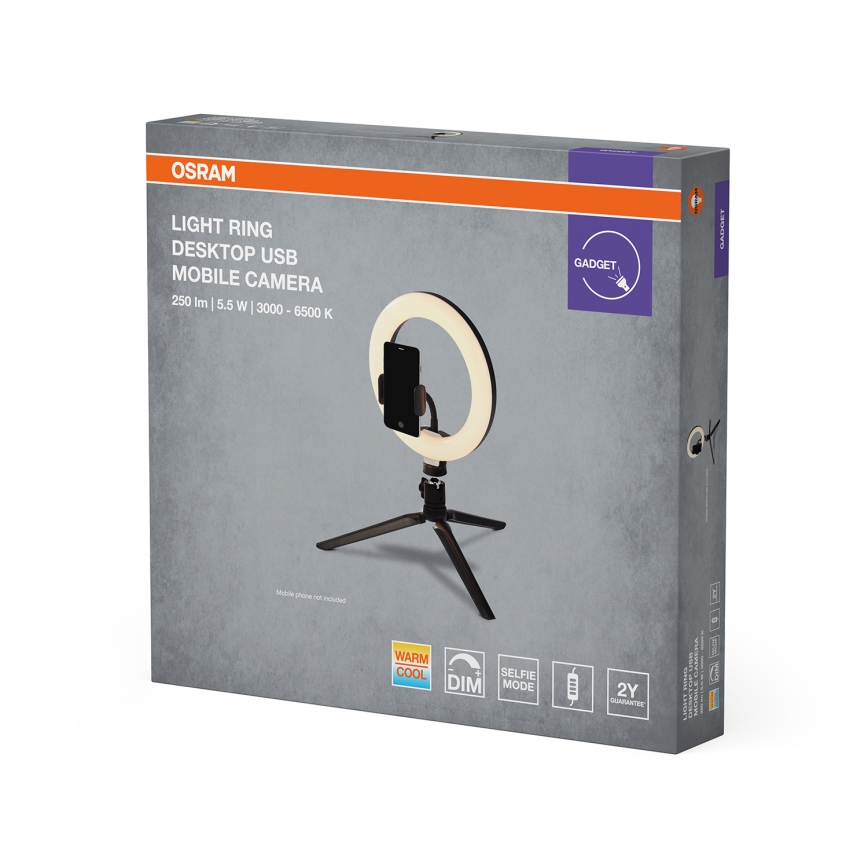 Osram - Lampe de bureau LED dimmable avec trépied et support pour vlogging LED/5,5W/USB 3000-6500K 210 mAh