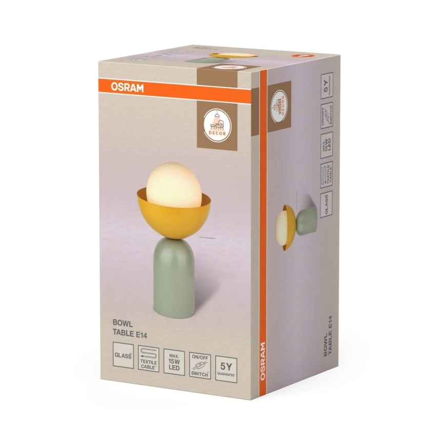 Osram - Lampe de table DECOR BOWL 1xE14/25W/230V vert/jaune