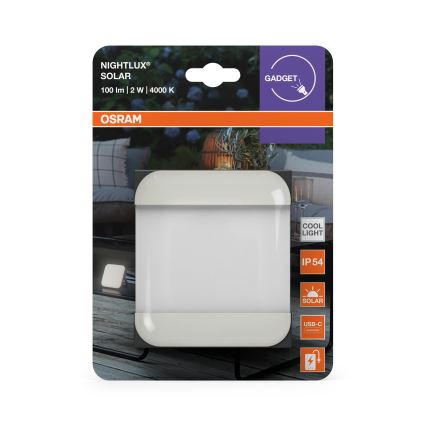 Osram - Lampe solaire portable LED NIGHTLUX LED/2W/5V IP54 grise