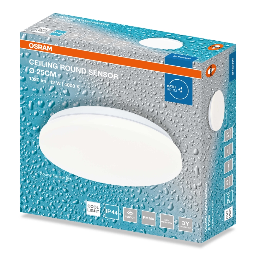 Osram - LED plafondlamp voor de badkamer met schemersensor CEILING ROUND LED/12W/230V 4000K Ø 26 cm IP44 wit