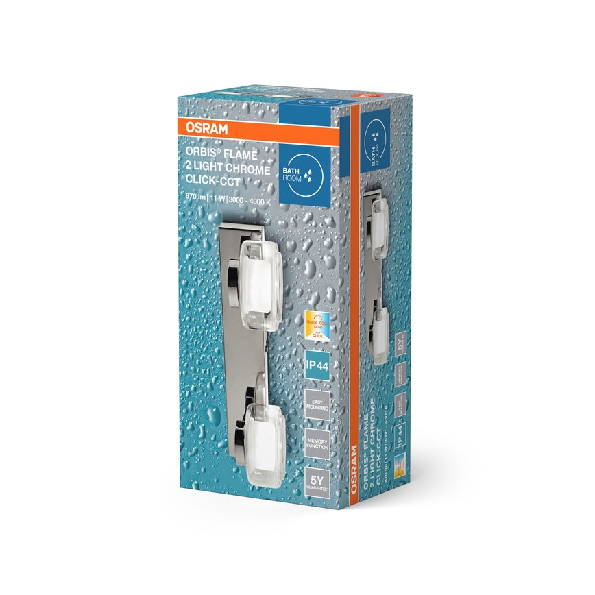 Osram - LED wandlamp voor badkamer ORBIS FLAME 2xLED/5,5W/230V 3000/4000K IP44 glanzend chroom
