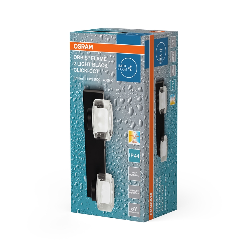 Osram - LED-wandarmatuur voor badkamer ORBIS FLAME 2xLED/5,5W/230V 3000/4000K IP44 zwart