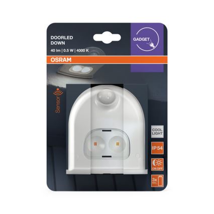 Osram - LED buitenwandlamp met sensor DOORLED LED/0,5W/3xAA IP54 wit