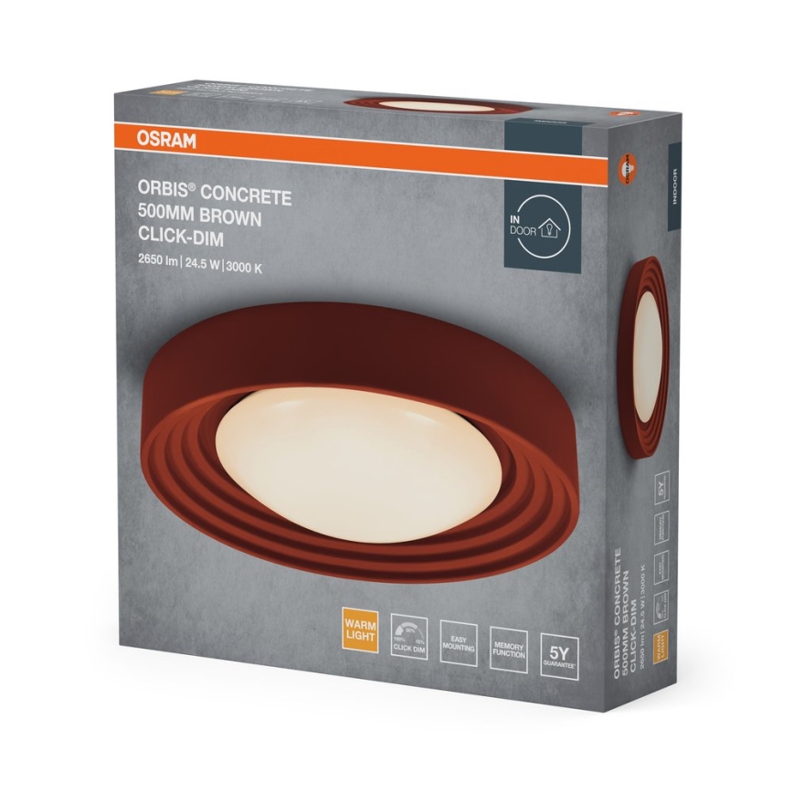 Osram - LED dimbare plafondlamp ORBIS CONCRETE LED/24,5W/230V Ø 50 cm bruin/beton