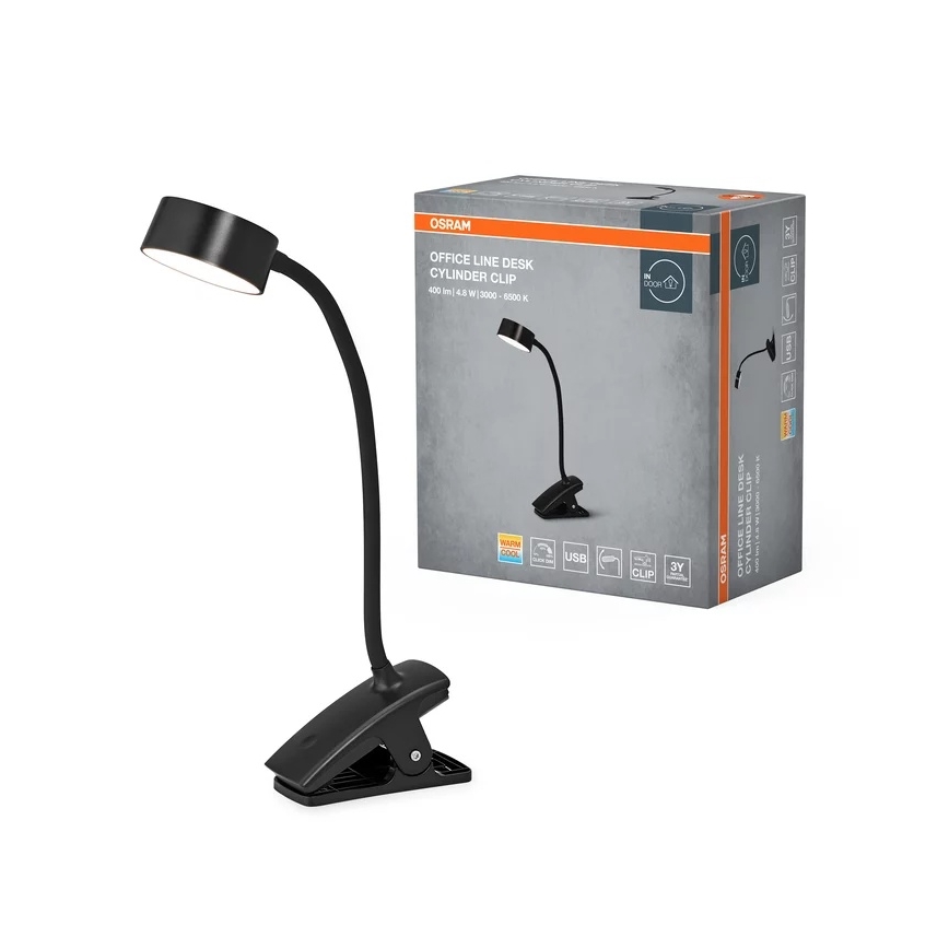 Osram - Dimbare LED-bureaulamp met klem OFFICE LINE LED/4,8W/230V 3000/4000/6500K zwart