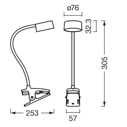Osram - Dimbare LED-bureaulamp met klem OFFICE LINE LED/4,8W/230V 3000/4000/6500K zwart