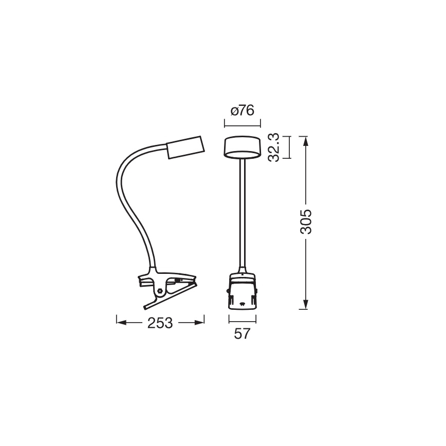 Osram - Dimbare LED-bureaulamp met klem OFFICE LINE LED/4,8W/230V 3000/4000/6500K zwart