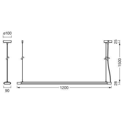 Osram - Dimbare LED-hanglamp aan kabel OFFICE LINE LED/40W/230V 4000K 120 cm wit