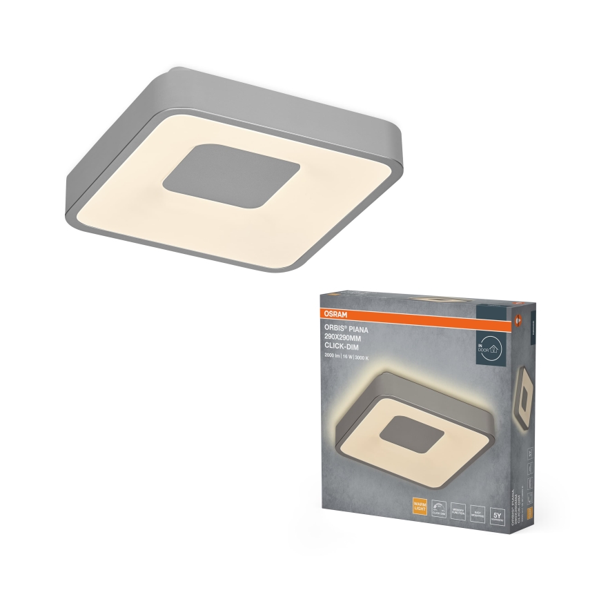 Osram - Dimbare LED plafondlamp ORBIS PIANA LED/16W/230V 29x29 cm zilver