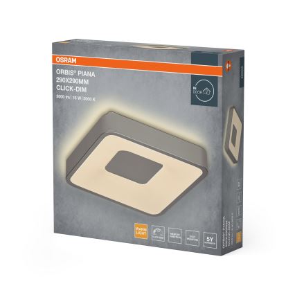 Osram - Dimbare LED plafondlamp ORBIS PIANA LED/16W/230V 29x29 cm zilver