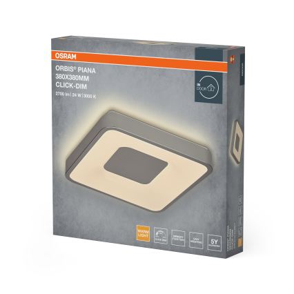 Osram - Dimbare LED-plafondlamp ORBIS PIANA LED/24W/230V 38x38 cm zilverkleurig