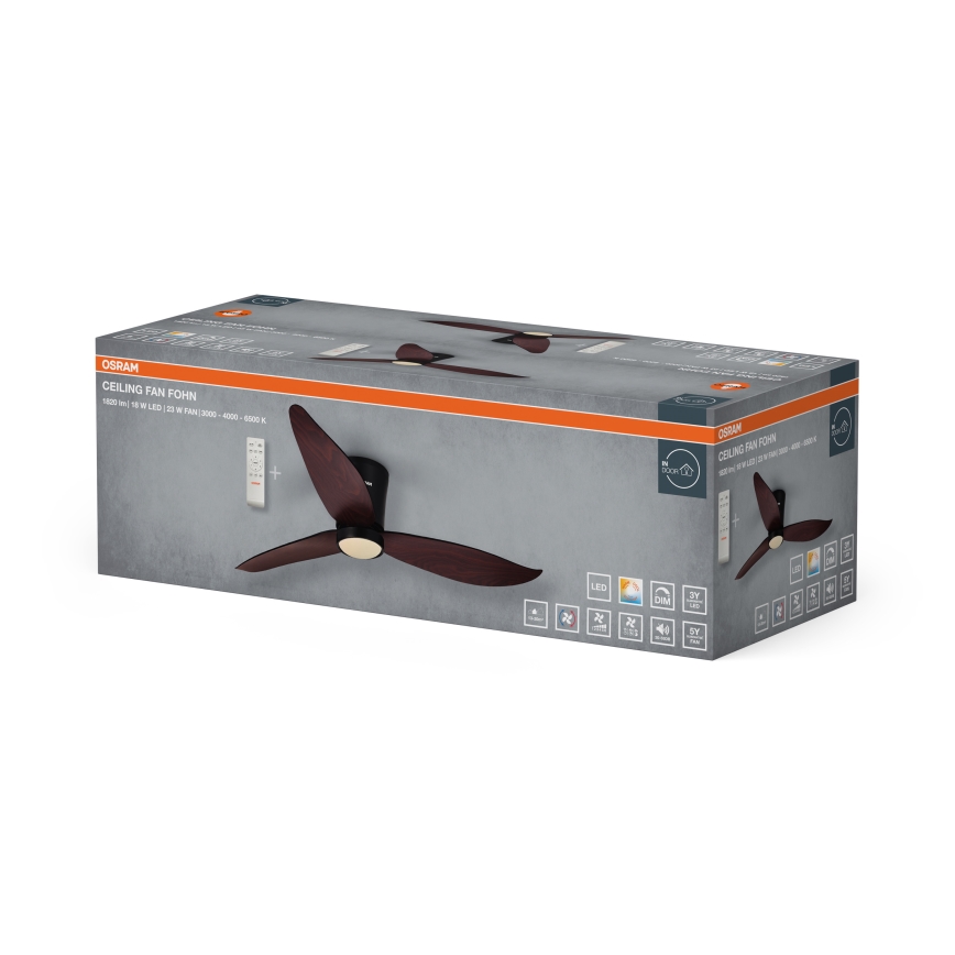 Osram - LED-dimbare plafondventilator FOHN LED/18W/230V 3000/4000/6500K + afstandsbediening